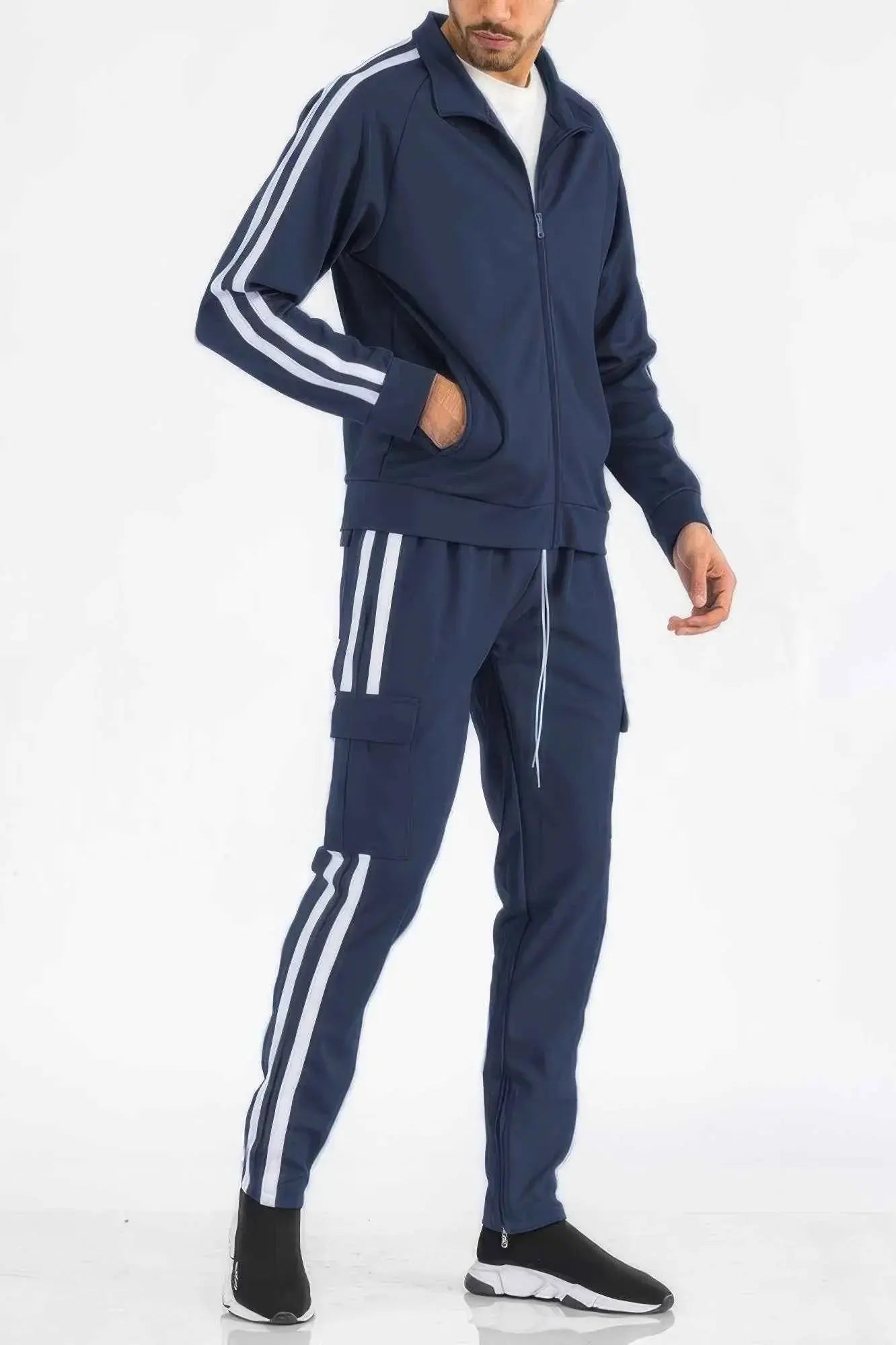 Two Stripe Utility Pocket Track Suit - Mr Lou’s Place