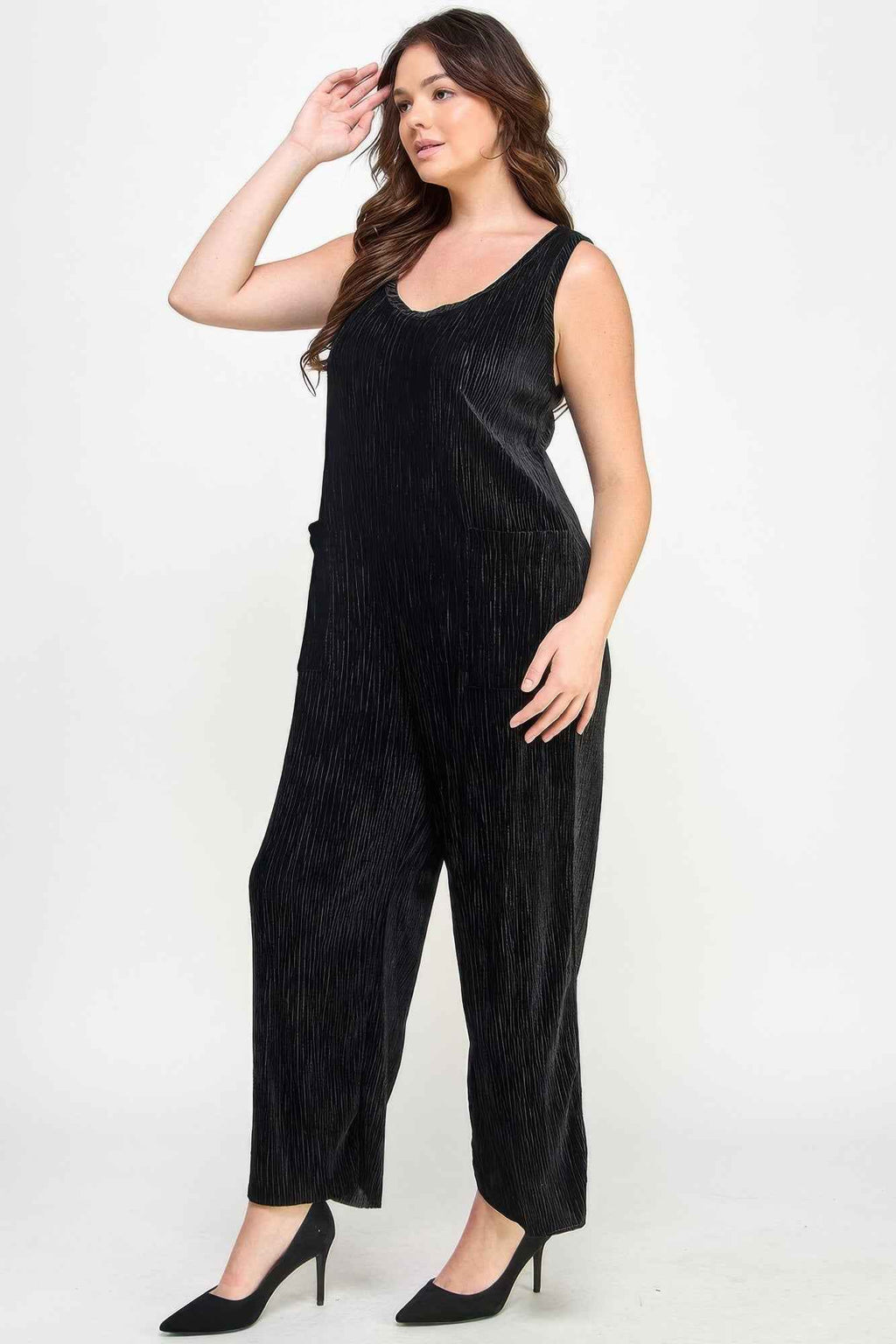 Velvet Plisse Overall Jumpsuit - Mr Lou’s Place