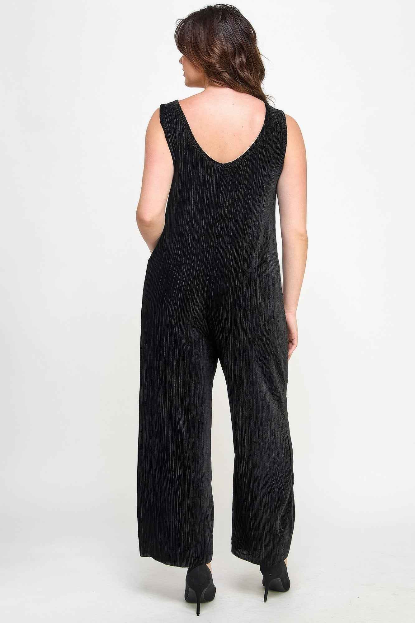 Velvet Plisse Overall Jumpsuit - Mr Lou’s Place