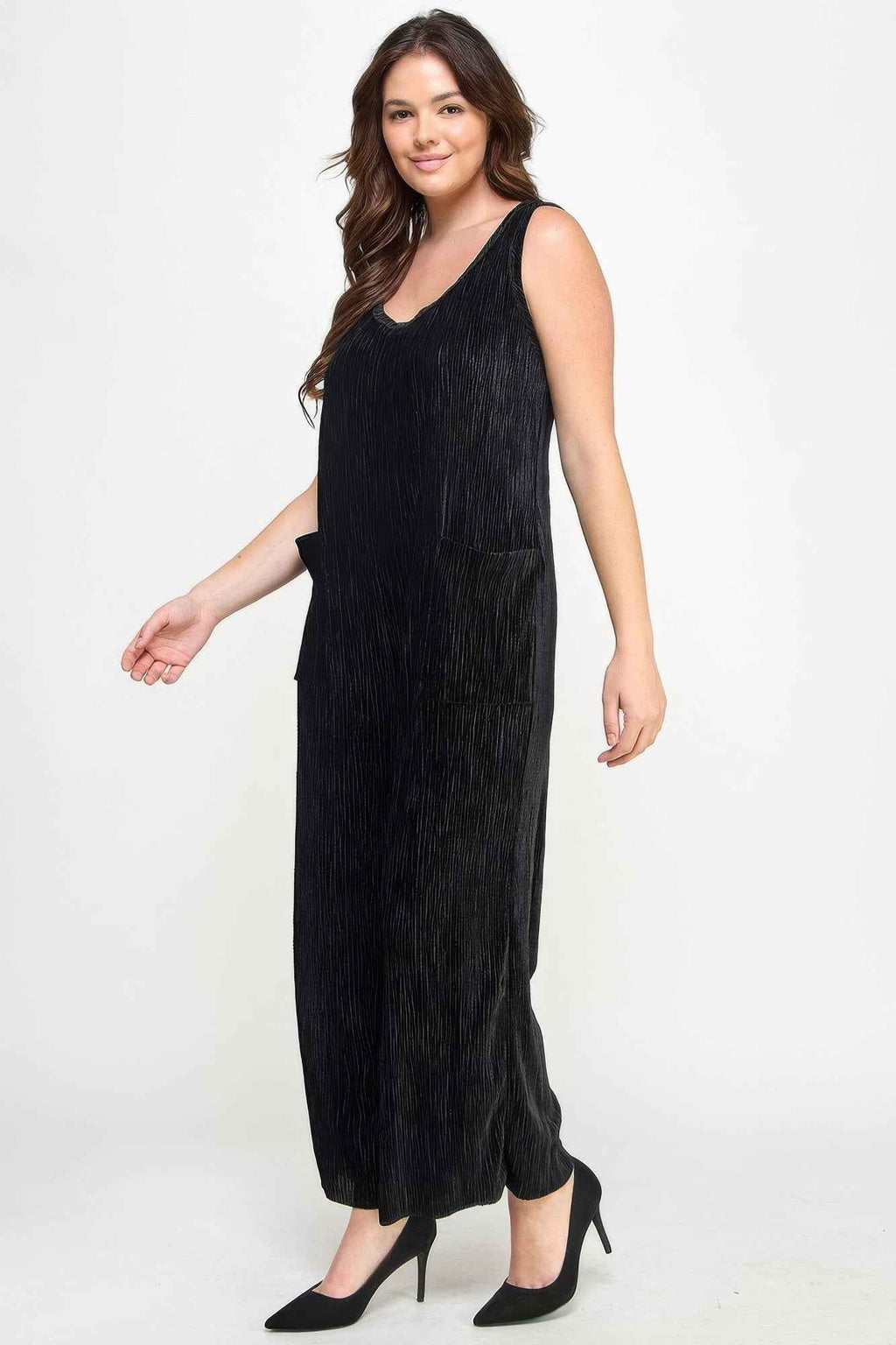 Velvet Plisse Overall Jumpsuit - Mr Lou’s Place