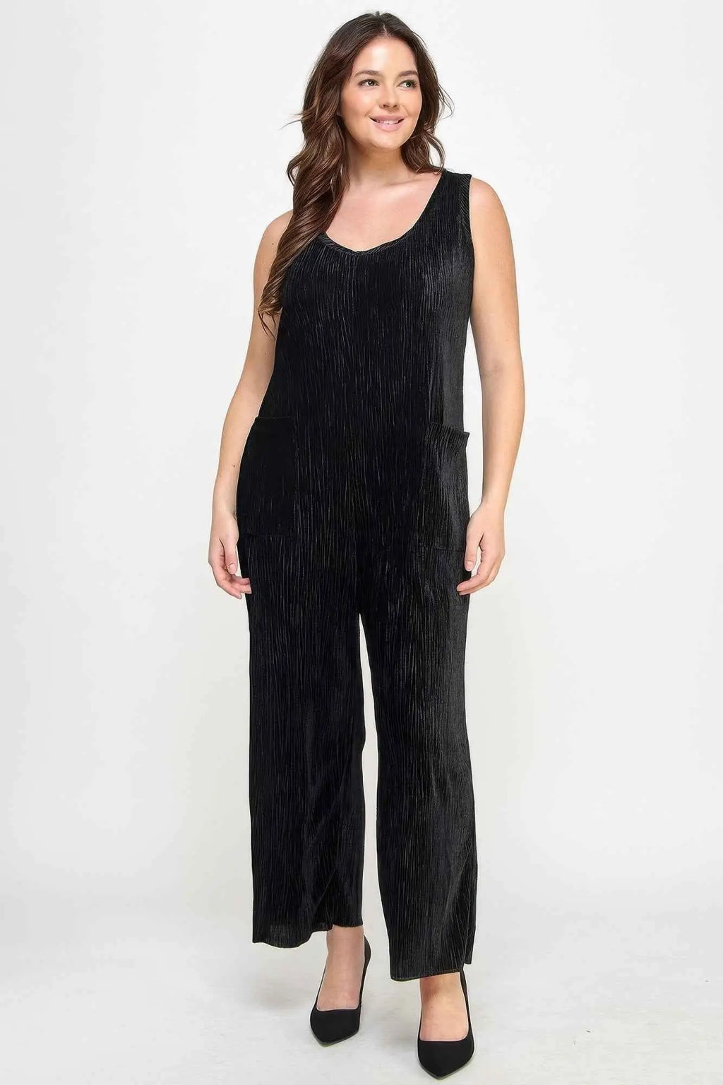 Velvet Plisse Overall Jumpsuit - Mr Lou’s Place
