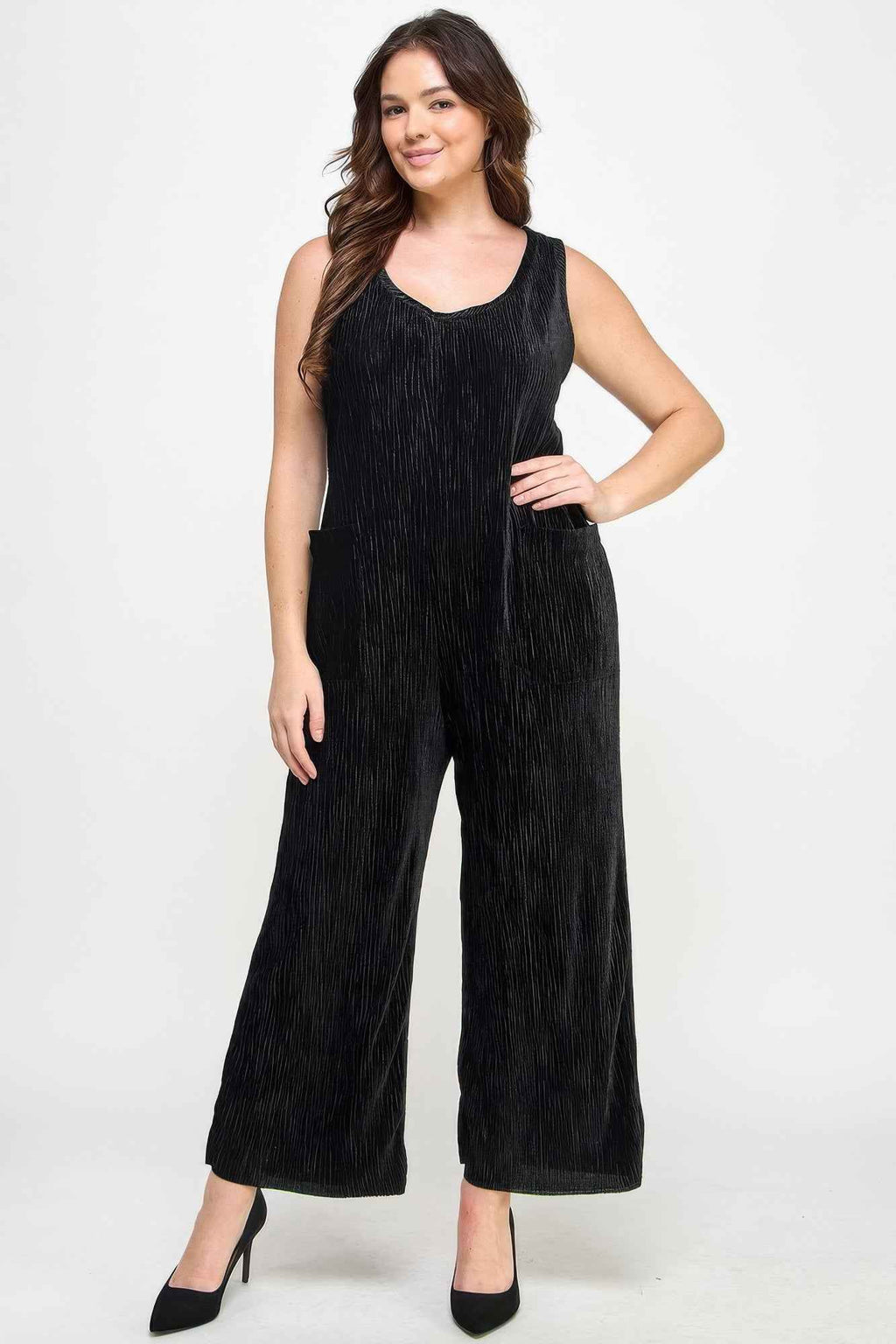 Velvet Plisse Overall Jumpsuit - Mr Lou’s Place