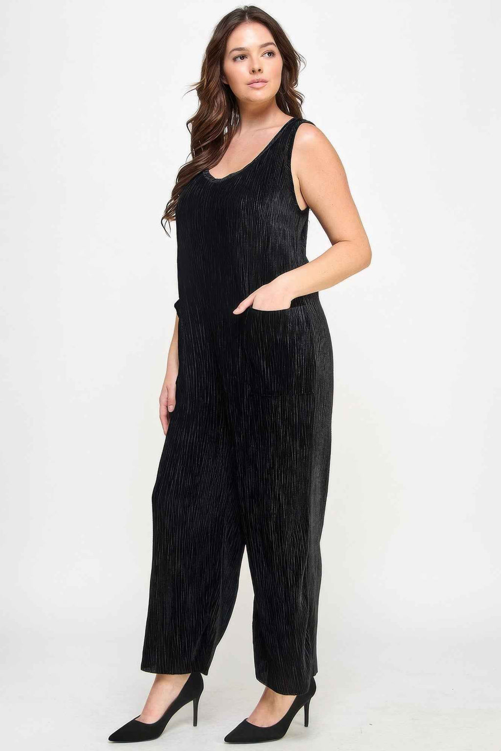 Velvet Plisse Overall Jumpsuit - Mr Lou’s Place