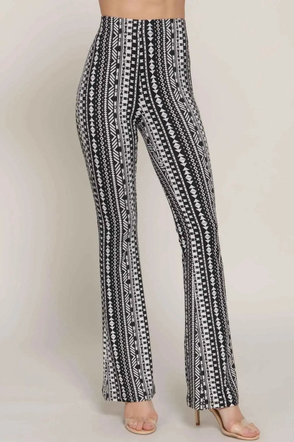 Waist Elastic Slim Flare Print Pants - Mr Lou’s Place