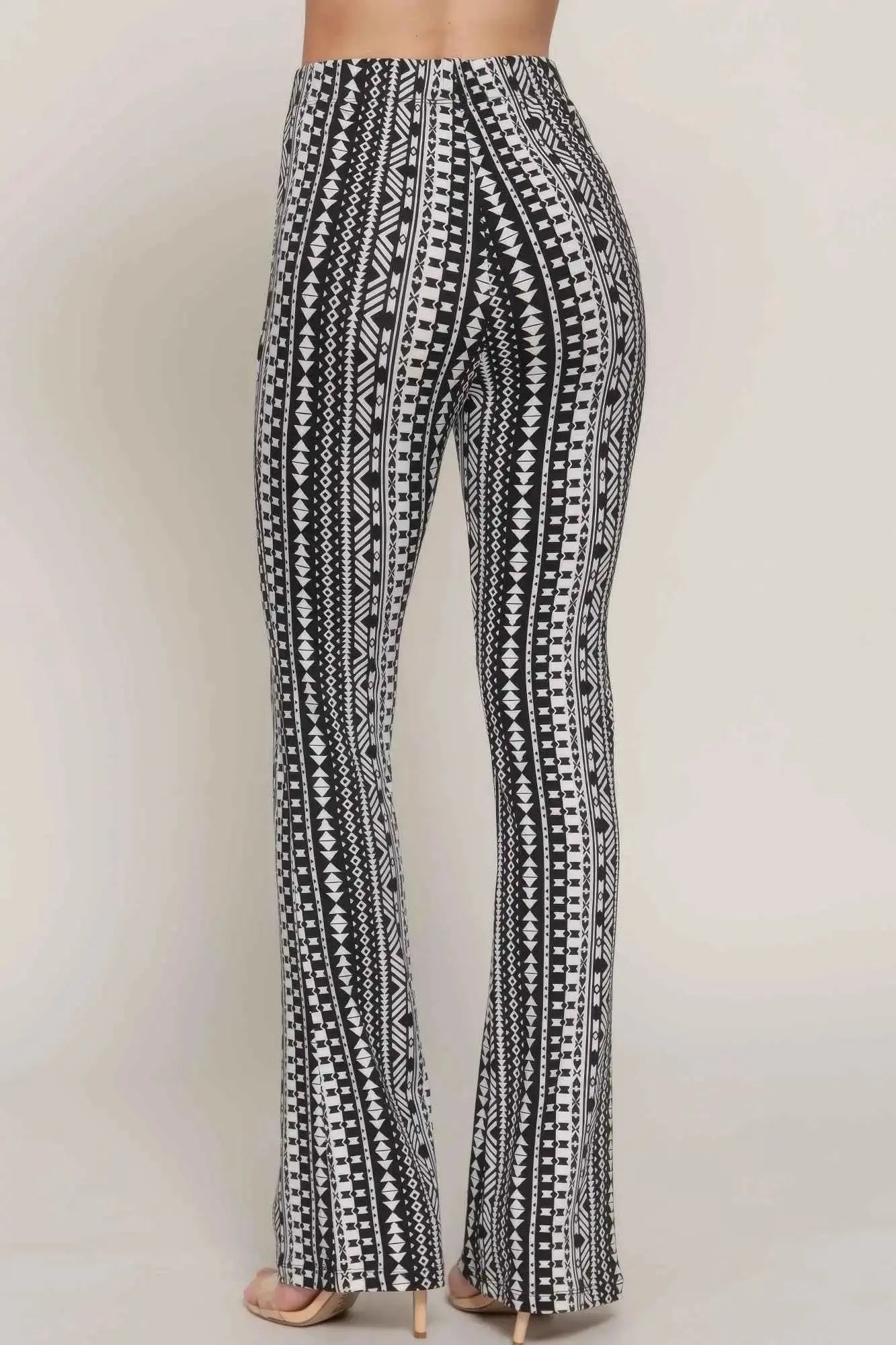 Waist Elastic Slim Flare Print Pants - Mr Lou’s Place