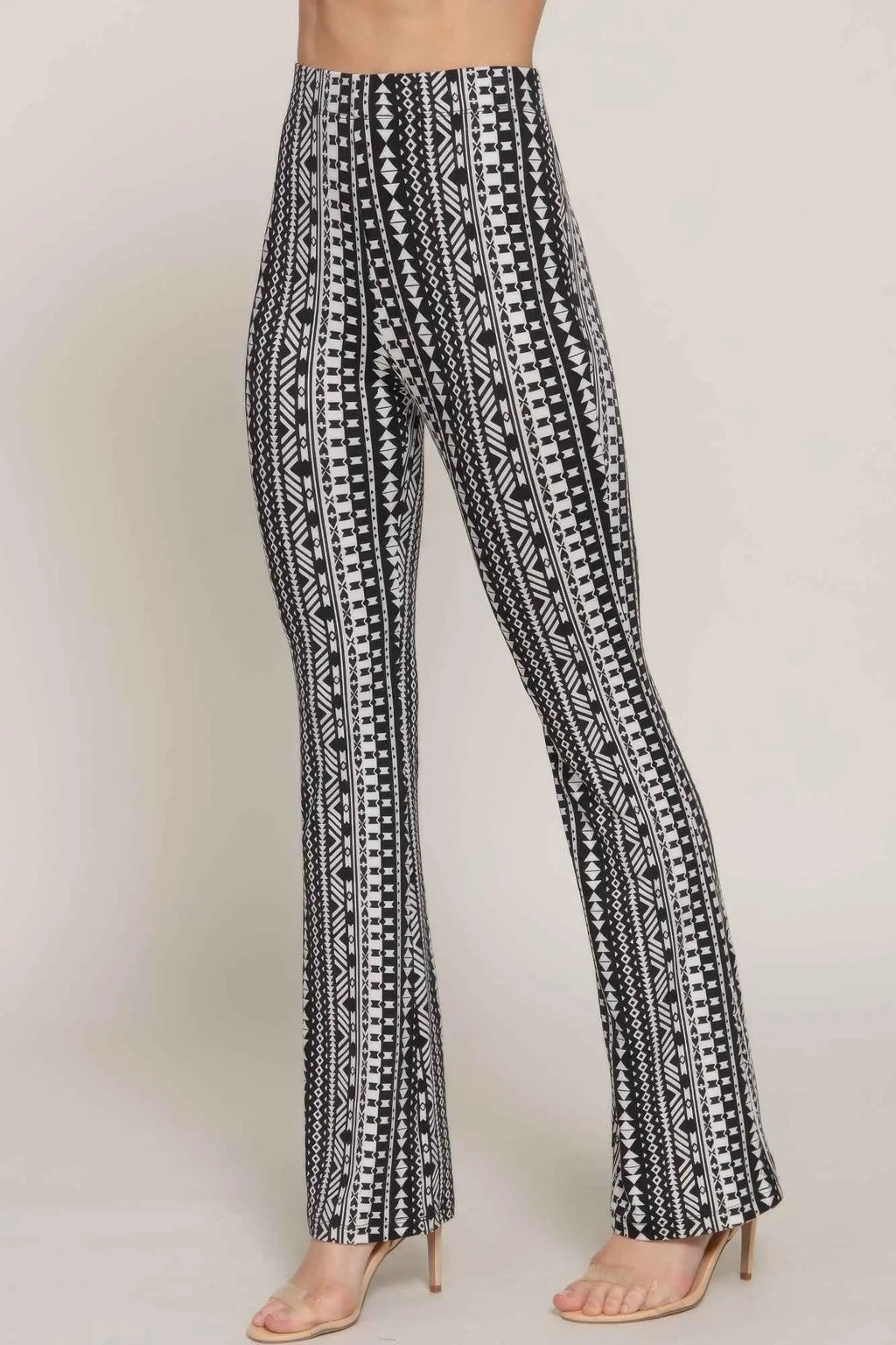 Waist Elastic Slim Flare Print Pants - Mr Lou’s Place