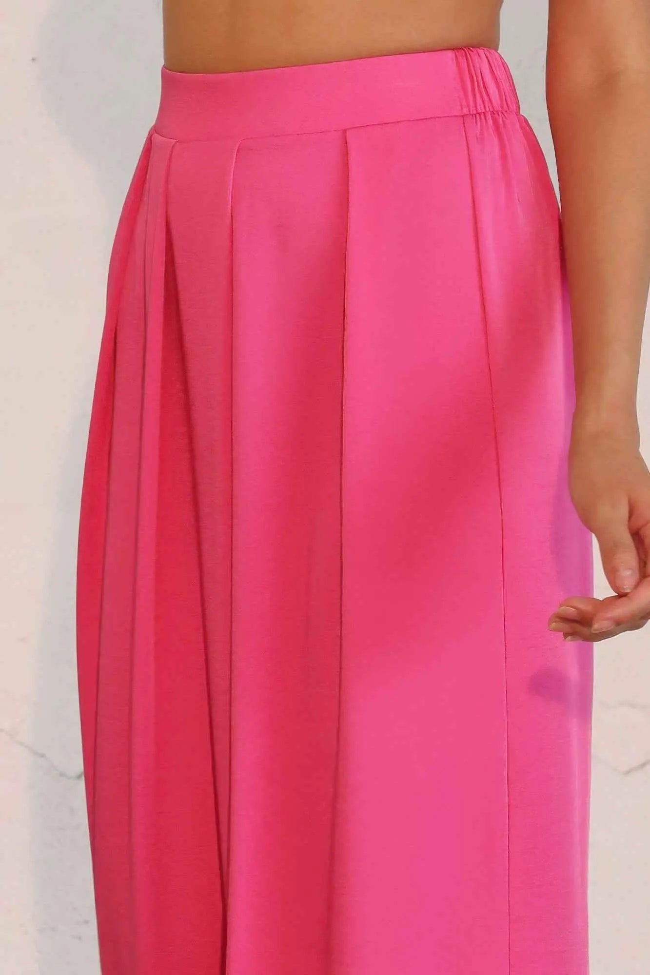 Washed Poly Silk Asymmetrical Pleated Pants - Mr Lou’s Place