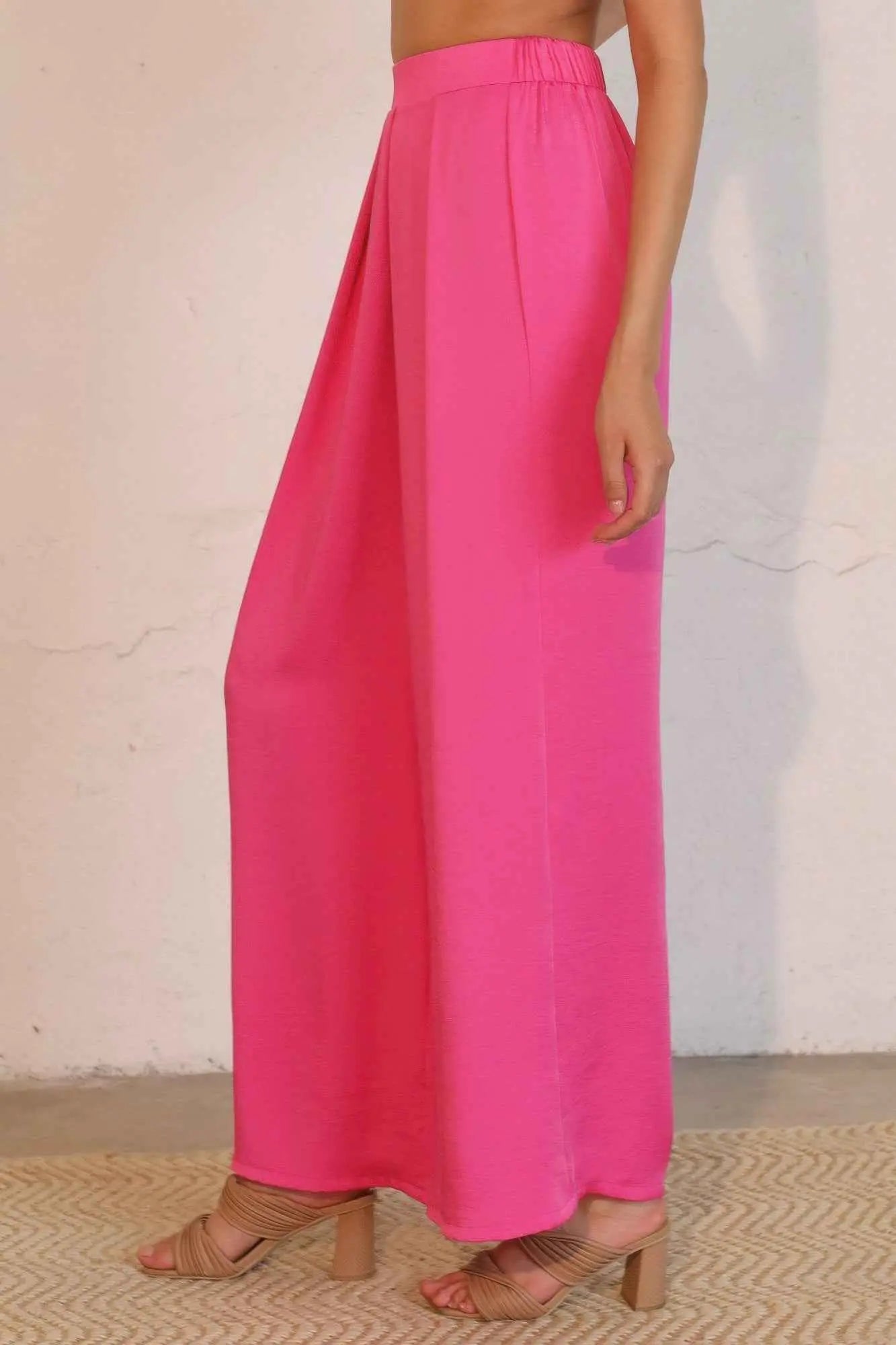 Washed Poly Silk Asymmetrical Pleated Pants - Mr Lou’s Place