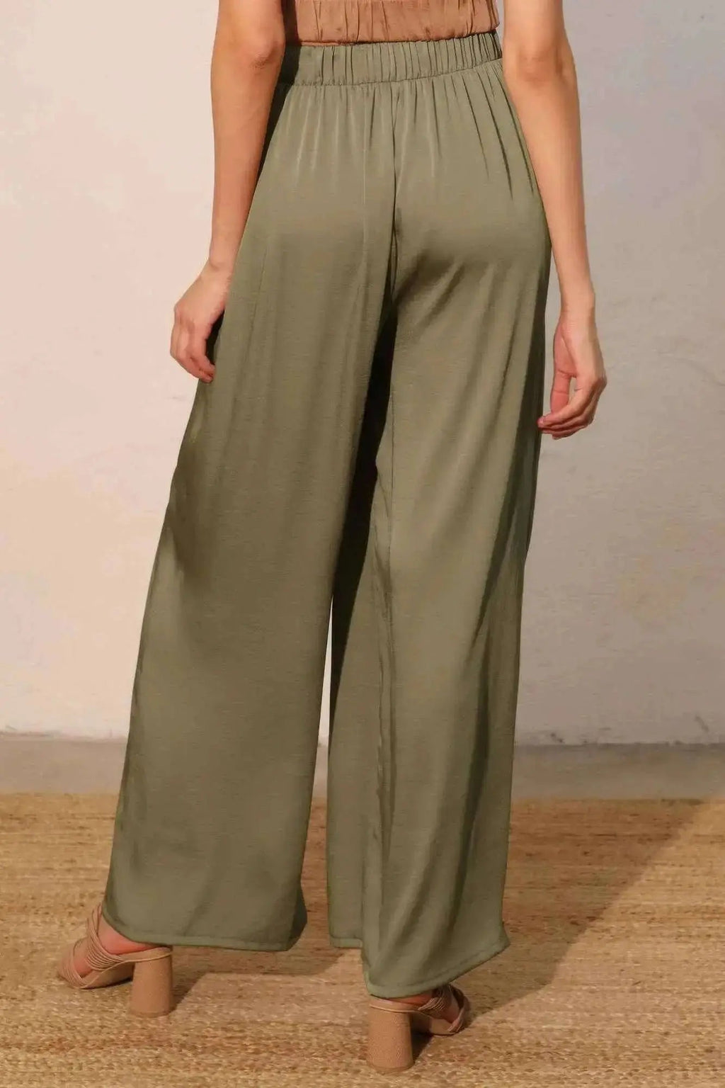 Washed Poly Silk Asymmetrical Pleated Pants - Mr Lou’s Place