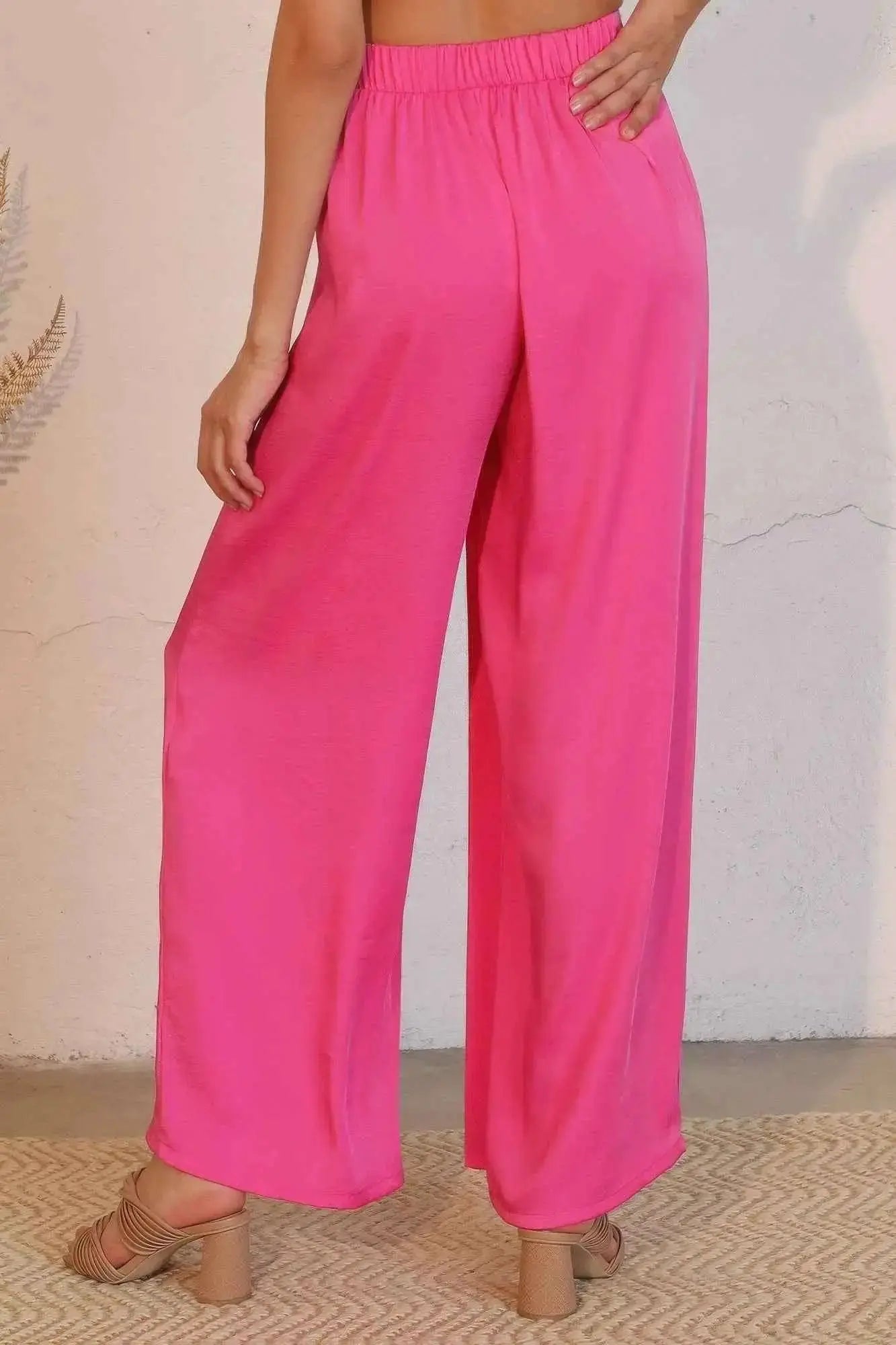 Washed Poly Silk Asymmetrical Pleated Pants - Mr Lou’s Place