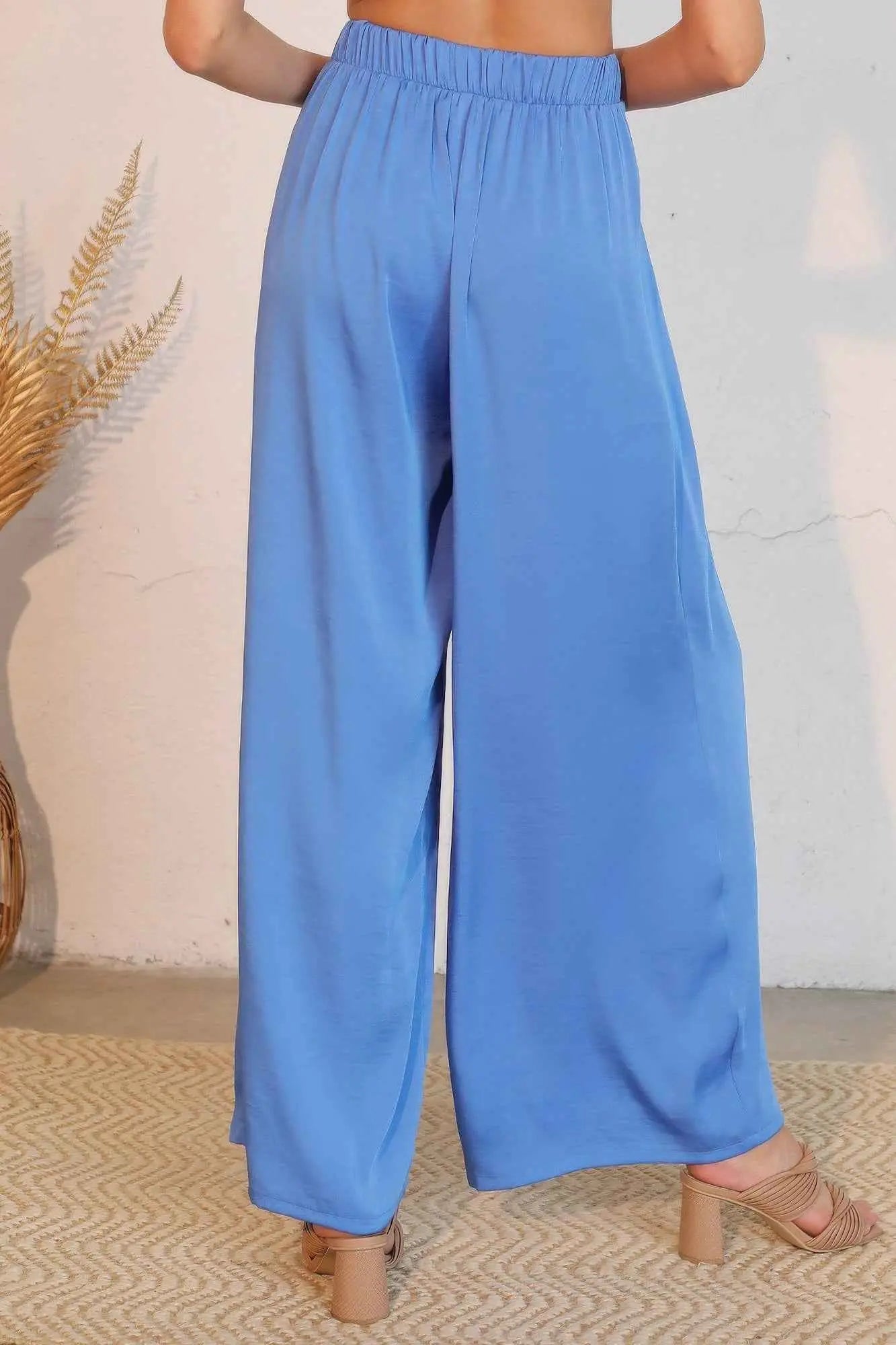 Washed Poly Silk Asymmetrical Pleated Pants - Mr Lou’s Place