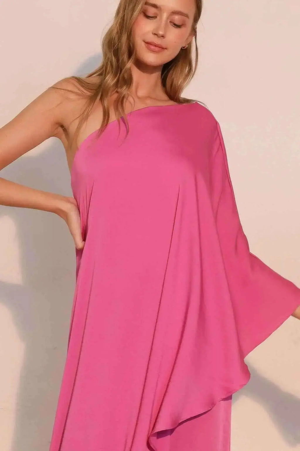 Washed Poly Silk Athena One Shoulder Maxi - Mr Lou’s Place