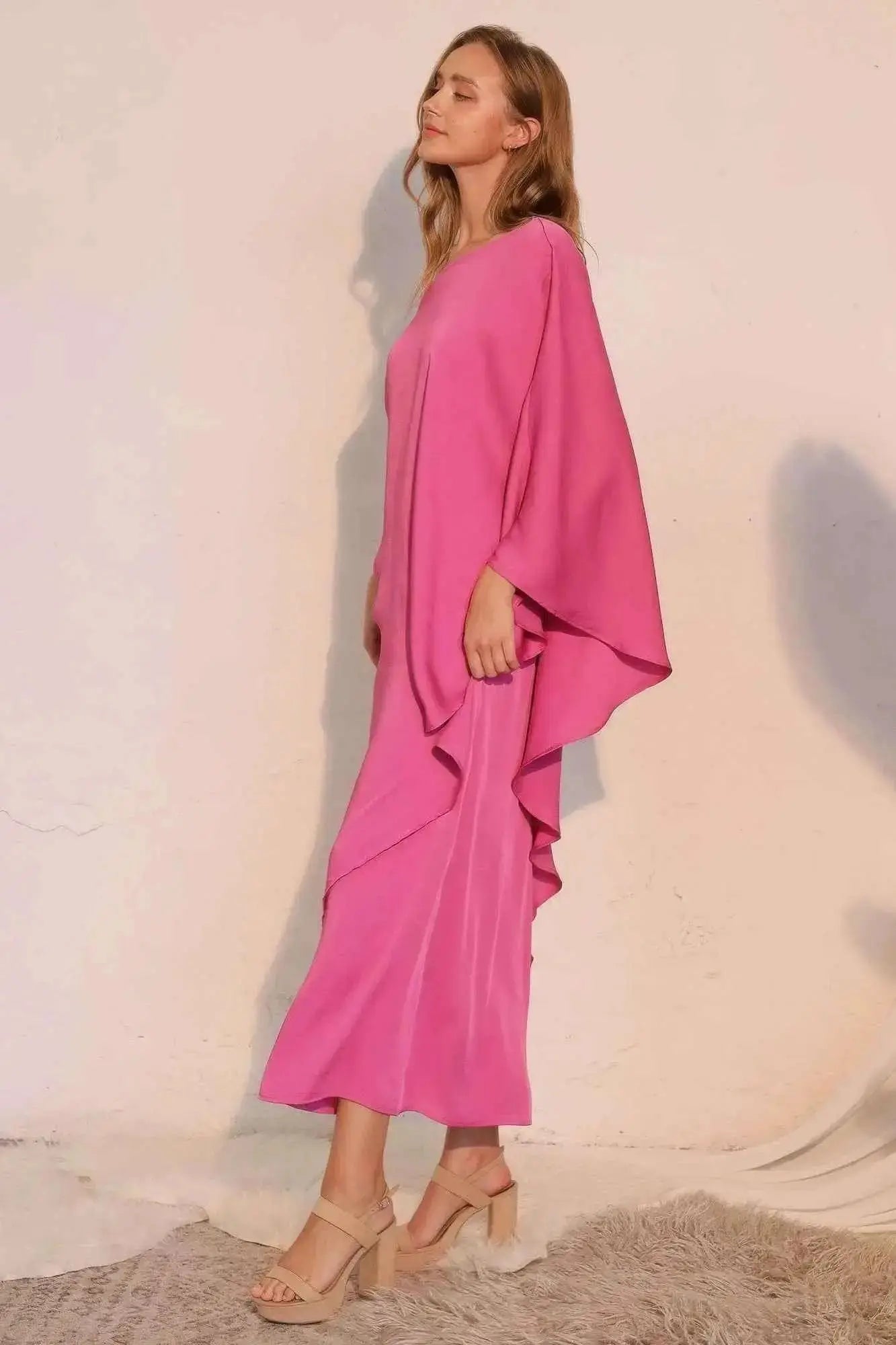 Washed Poly Silk Athena One Shoulder Maxi - Mr Lou’s Place