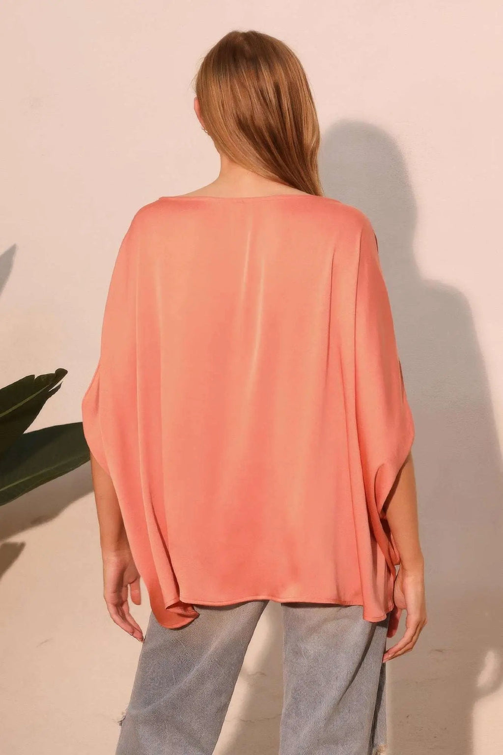 Washed Poly Silk Boat Neck Caftan Top - Mr Lou’s Place