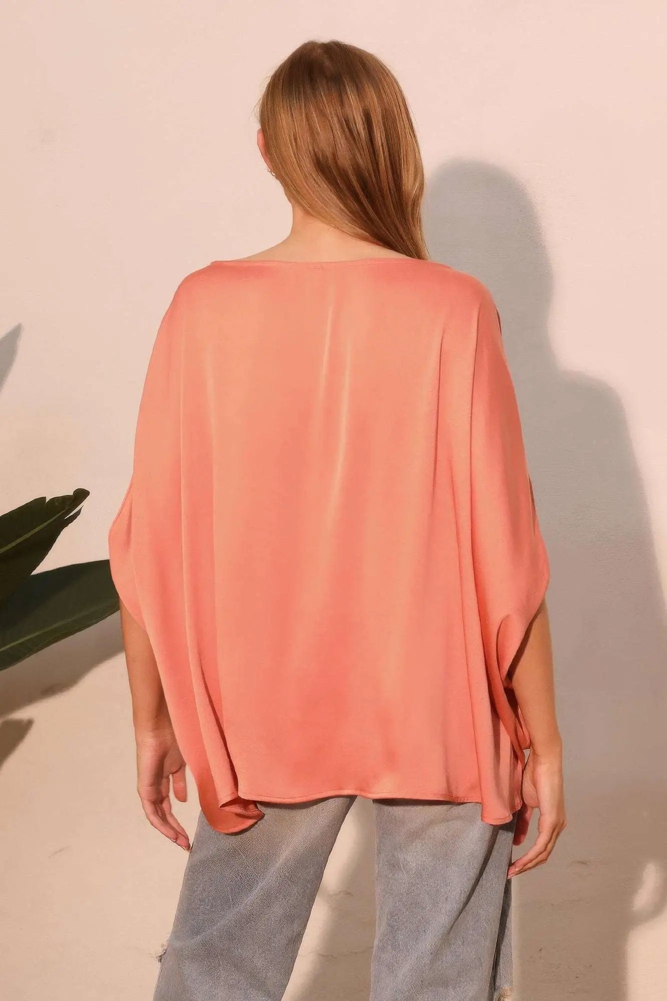 Washed Poly Silk Boat Neck Caftan Top - Mr Lou’s Place