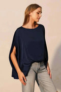 Washed Poly Silk Boat Neck Caftan Top - Mr Lou’s Place