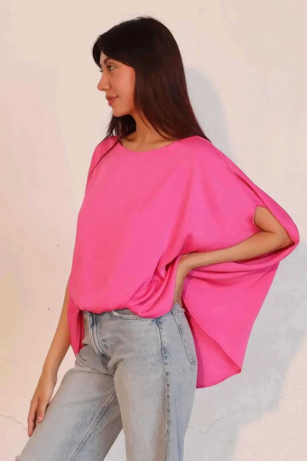 Washed Poly Silk Boat Neck Caftan Top - Mr Lou’s Place