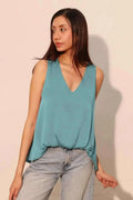 Washed Poly Silk Front Tucked Top - Mr Lou’s Place