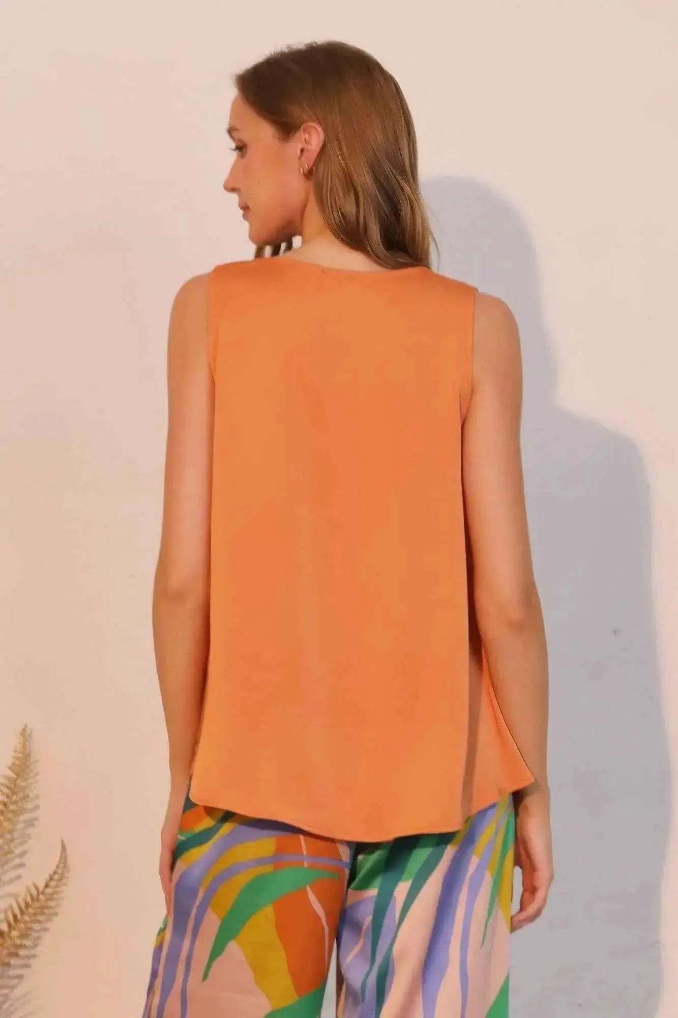 Washed Poly Silk Front Tucked Top - Mr Lou’s Place
