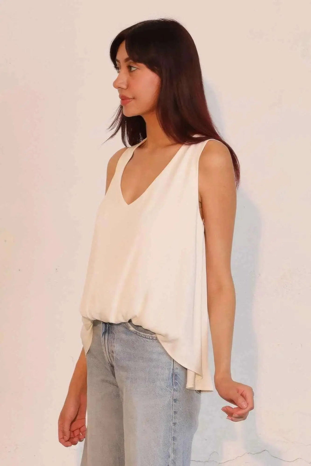 Washed Poly Silk Front Tucked Top - Mr Lou’s Place