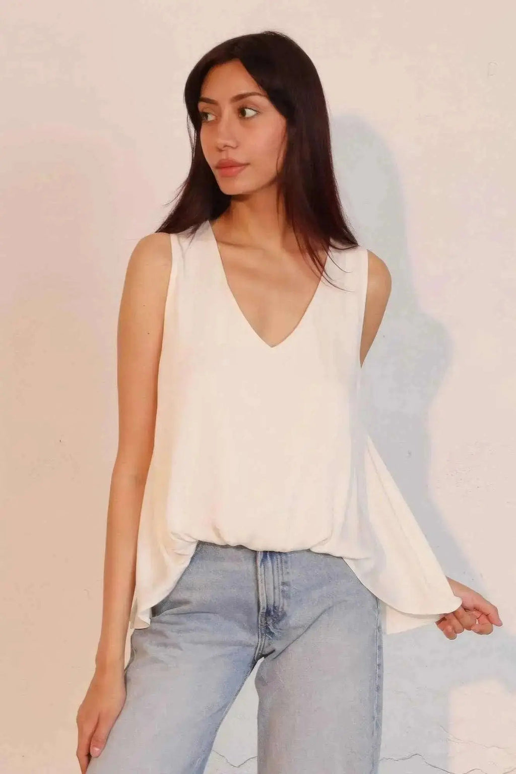 Washed Poly Silk Front Tucked Top - Mr Lou’s Place