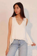 Washed Poly Silk Front Tucked Top - Mr Lou’s Place