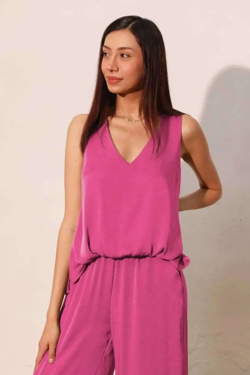 Washed Poly Silk Front Tucked Top - Mr Lou’s Place