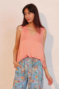 Washed Poly Silk Front Tucked Top - Mr Lou’s Place