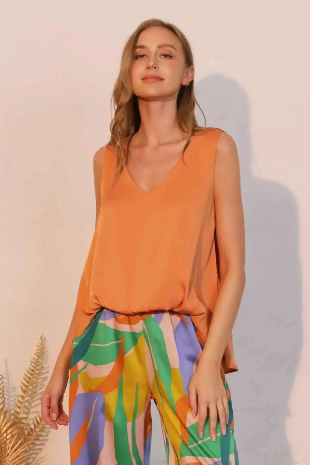 Washed Poly Silk Front Tucked Top - Mr Lou’s Place