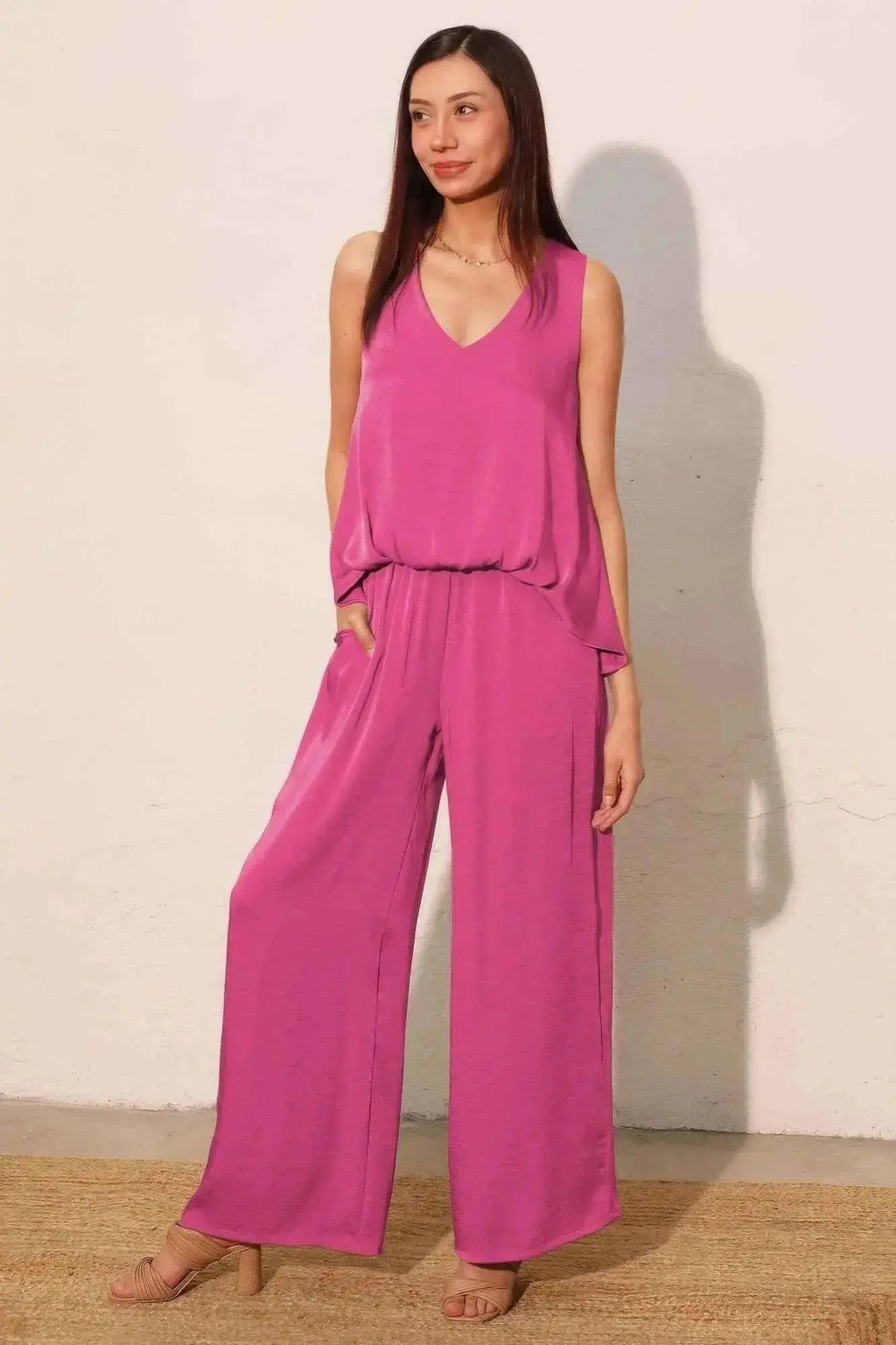 Washed Poly Silk Front Tucked Top - Mr Lou’s Place