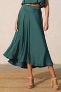 Washed Poly Silk Midi Swing Skirt - Mr Lou’s Place