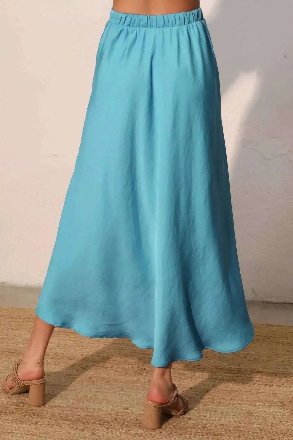 Washed Poly Silk Midi Swing Skirt - Mr Lou’s Place