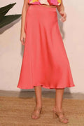 Washed Poly Silk Midi Swing Skirt - Mr Lou’s Place