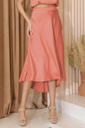 Washed Poly Silk Midi Swing Skirt - Mr Lou’s Place