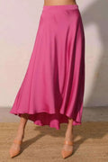 Washed Poly Silk Midi Swing Skirt - Mr Lou’s Place