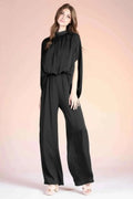Washed Poly Silk Mock Neck Caftan Jumpsuit - Mr Lou’s Place