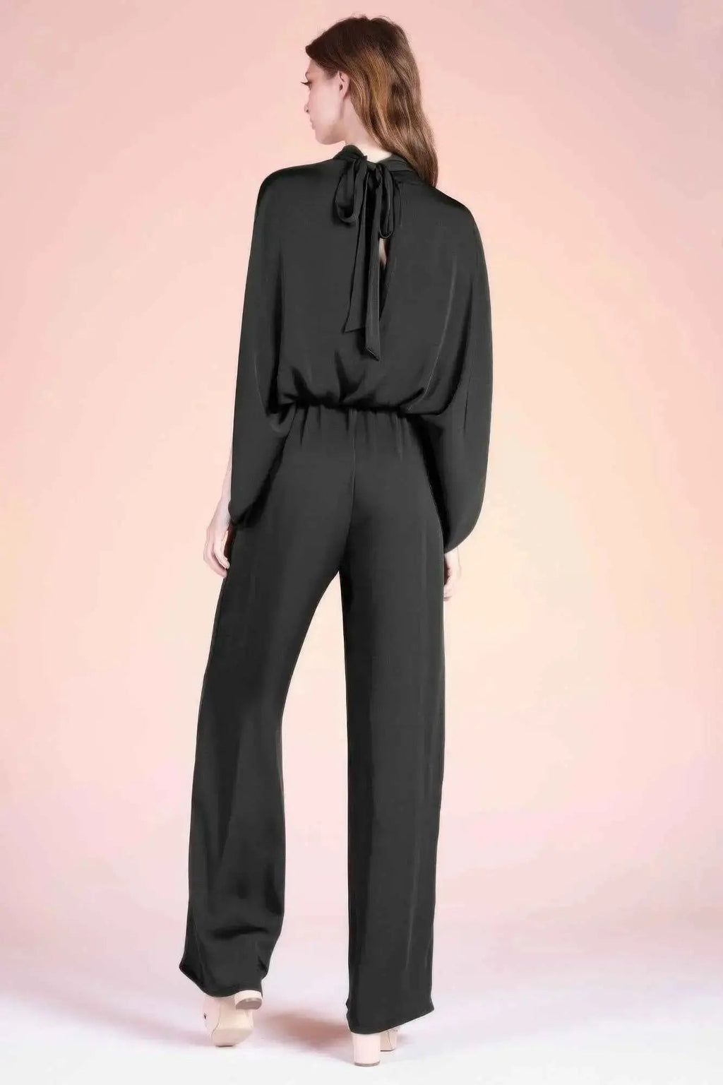 Washed Poly Silk Mock Neck Caftan Jumpsuit - Mr Lou’s Place