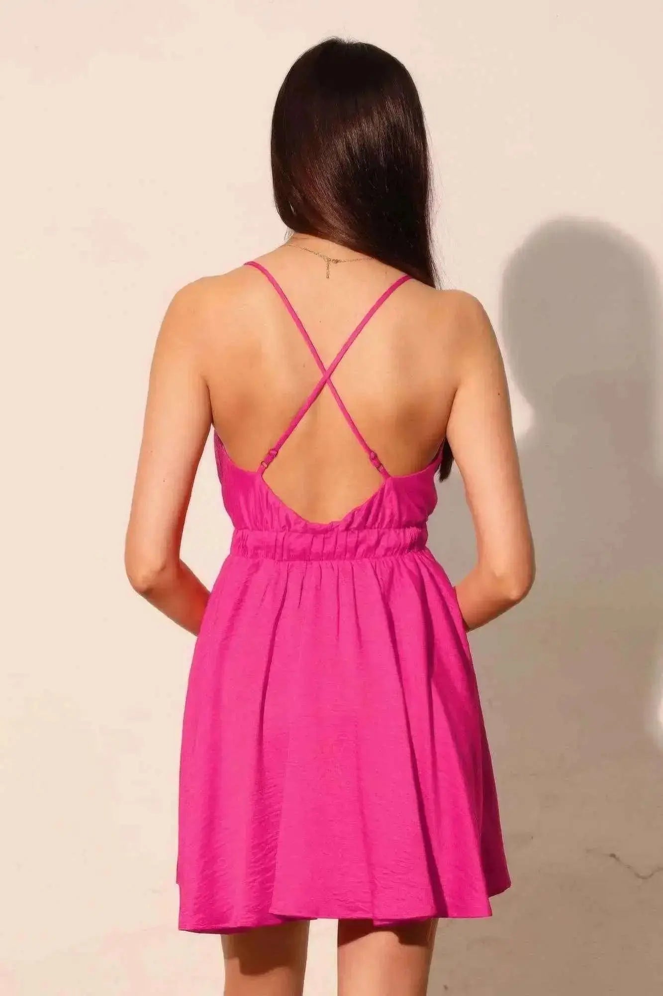 Washed Satin Crepe Cami Skater Dress - Mr Lou’s Place