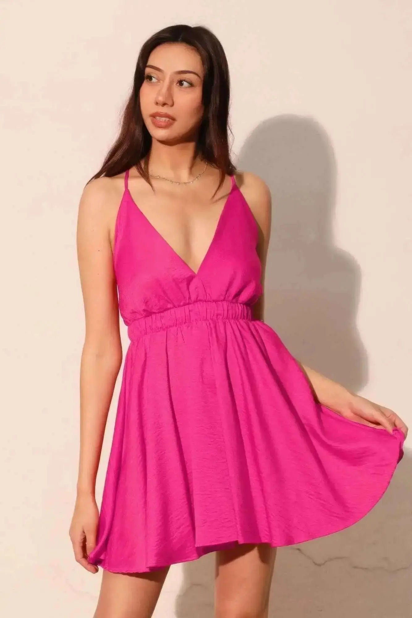 Washed Satin Crepe Cami Skater Dress - Mr Lou’s Place