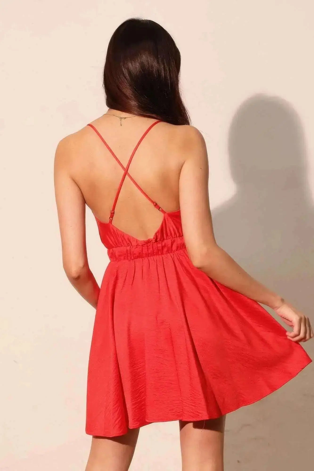 Washed Satin Crepe Cami Skater Dress - Mr Lou’s Place