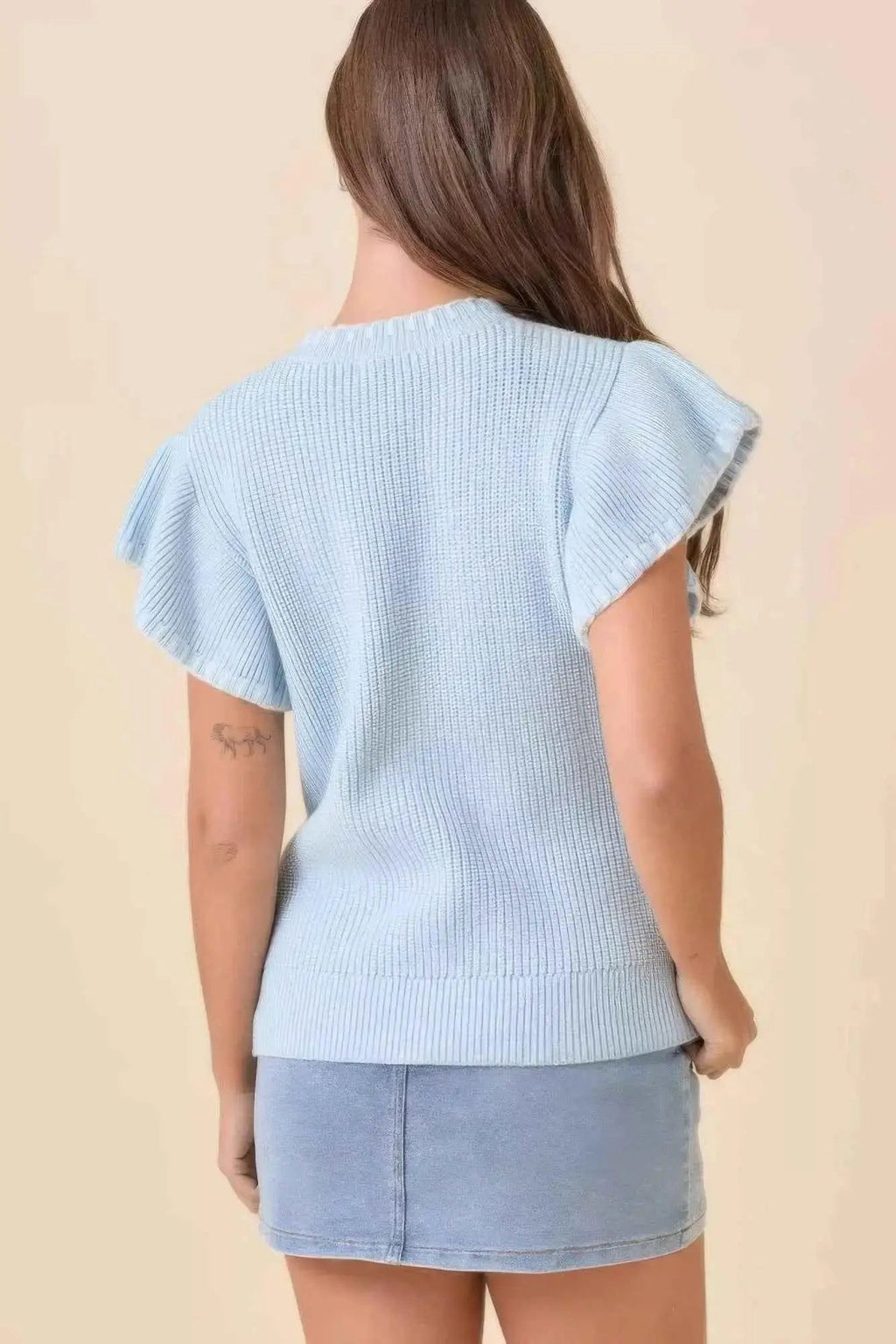 Weaved Ribbon Bow Detail Sweater Knit Top - Mr Lou’s Place