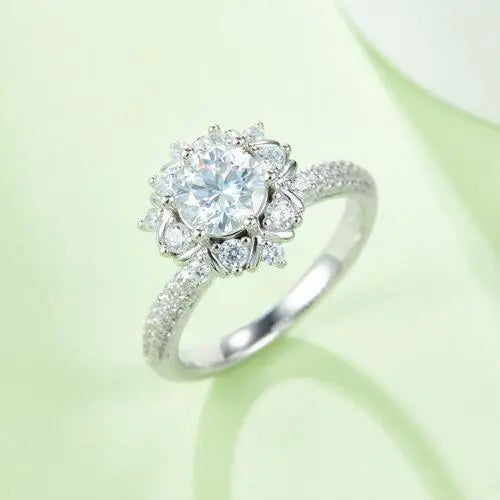 1 Carat Moissanite 925 Sterling Silver Flower Shape Ring - Mr Lou’s Place