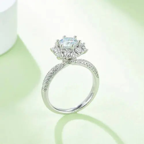 1 Carat Moissanite 925 Sterling Silver Flower Shape Ring - Mr Lou’s Place