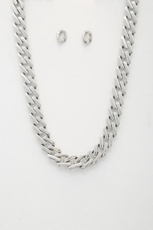 Rectangle Link Metal Necklace - Mr Lou’s Place