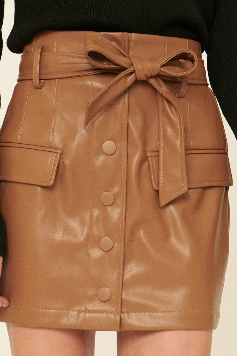A Faux Leather Mini Skirt - Mr Lou’s Place