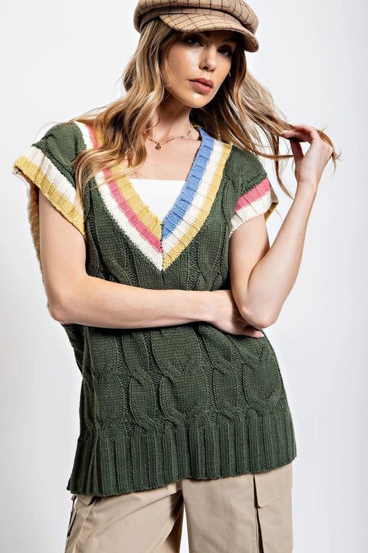 Multi Color Knitted Sweater Vest - Mr Lou’s Place