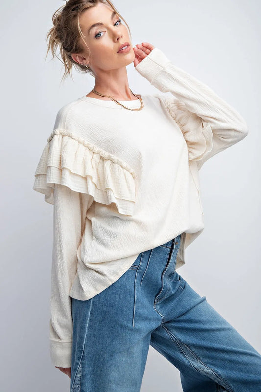 Double Ruffle Sleeves Top - Mr Lou’s Place