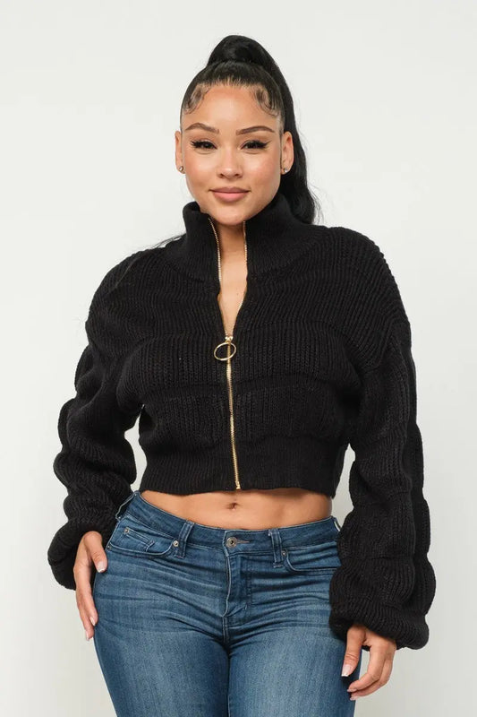 Michelin Sweater Top W/ Front Zipper - Mr Lou’s Place