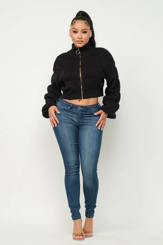 Michelin Sweater Top W/ Front Zipper - Mr Lou’s Place