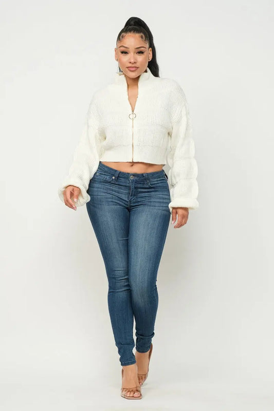Sweater Top W/ Front Zipper - Mr Lou’s Place